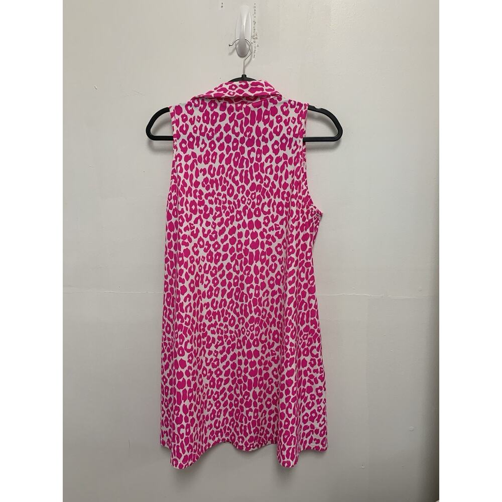 Jude Connally "Beth" Cheetah Sleeveless Sheath A-Line Dress in Hot Pink Medium - Picture 3 of 4